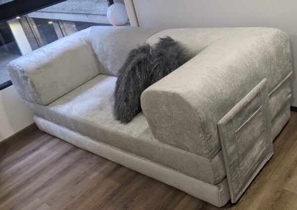 Side view of grey couch